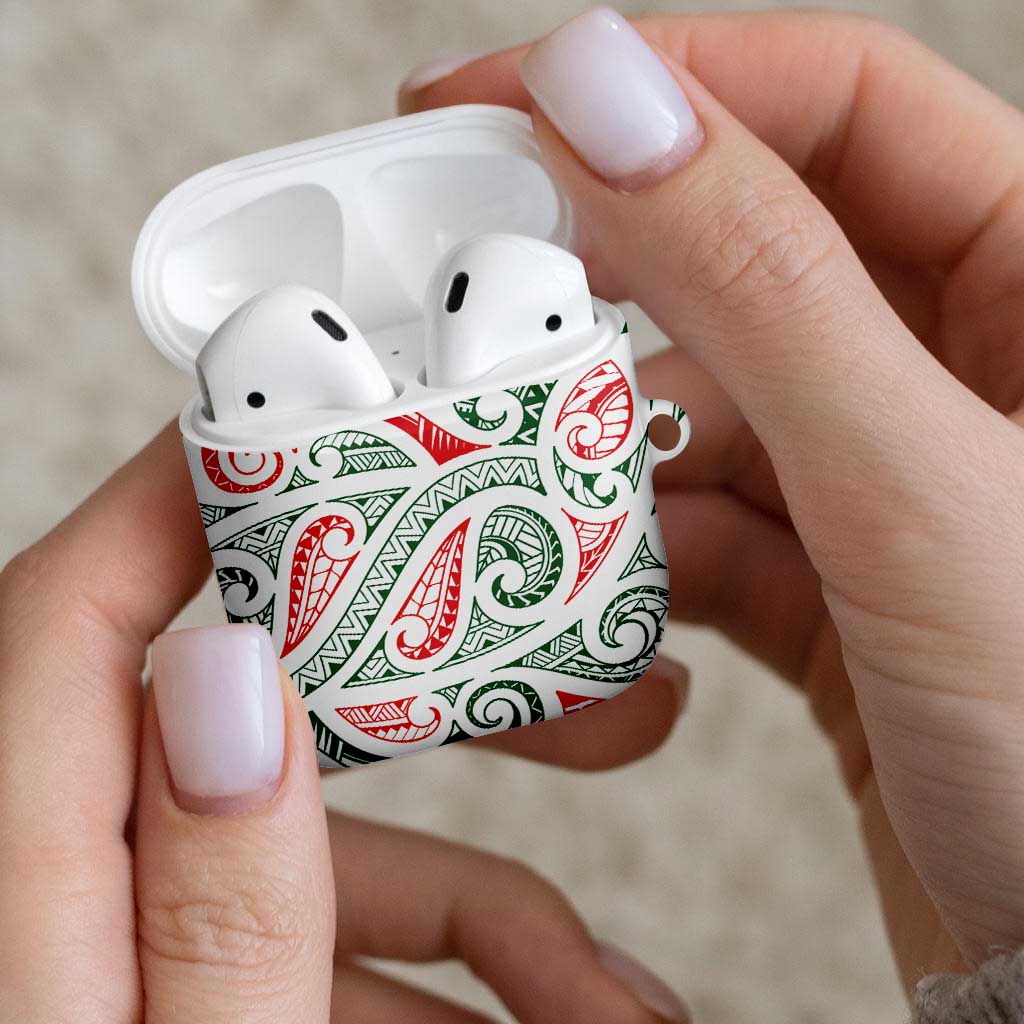 New Zealand Kowhaiwhai Christmas AirPods Case Traditional Maori Koru Pattern - Polynesian Pride