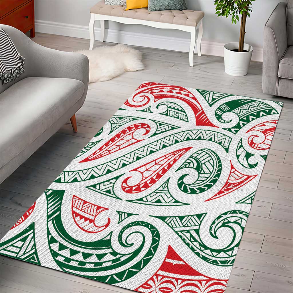 New Zealand Kowhaiwhai Christmas Area Rug Traditional Maori Koru Pattern - Polynesian Pride