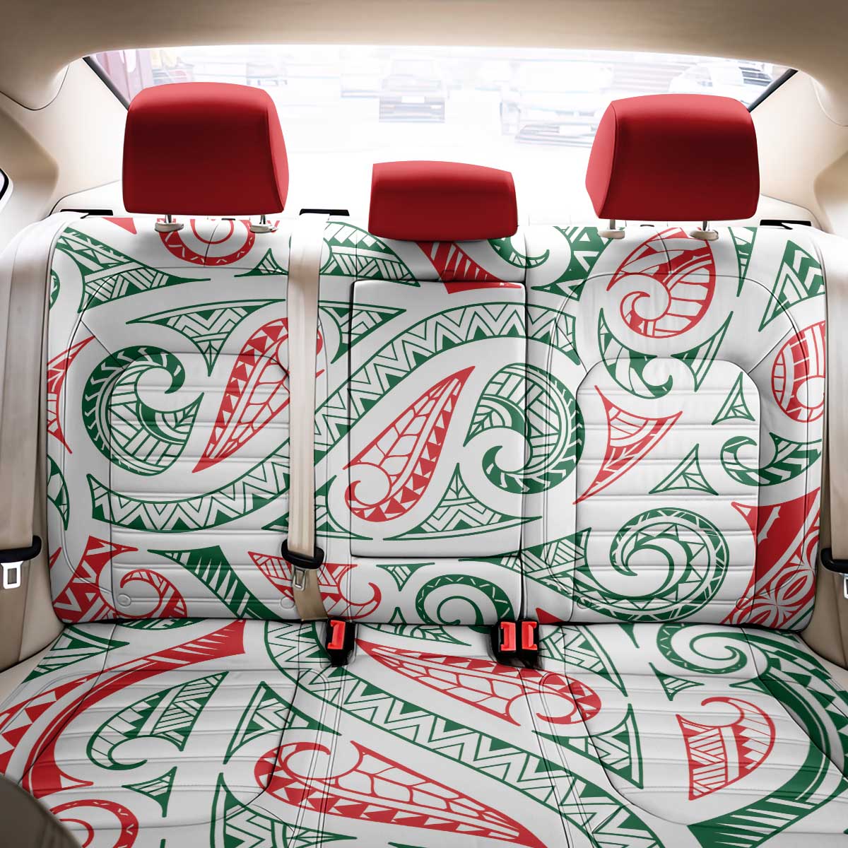 New Zealand Kowhaiwhai Christmas Back Car Seat Cover Traditional Maori Koru Pattern - Polynesian Pride