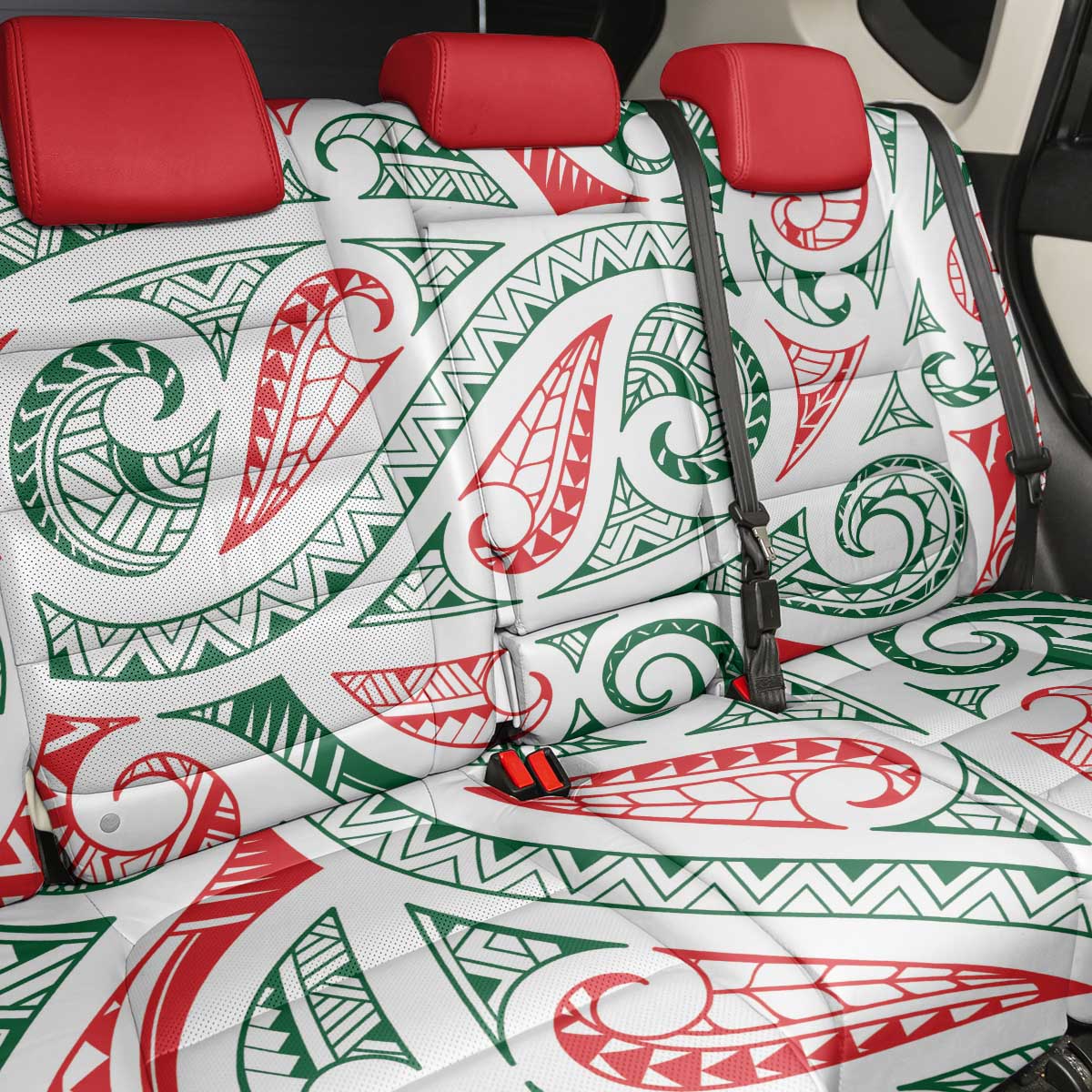 New Zealand Kowhaiwhai Christmas Back Car Seat Cover Traditional Maori Koru Pattern - Polynesian Pride
