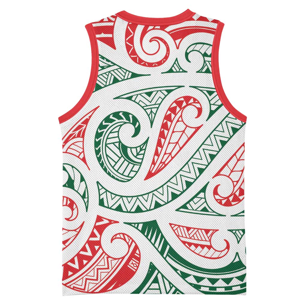 New Zealand Kowhaiwhai Christmas Basketball Jersey Traditional Maori Koru Pattern LT9 - Polynesian Pride