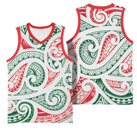 New Zealand Kowhaiwhai Christmas Basketball Jersey Traditional Maori Koru Pattern LT9 - Polynesian Pride