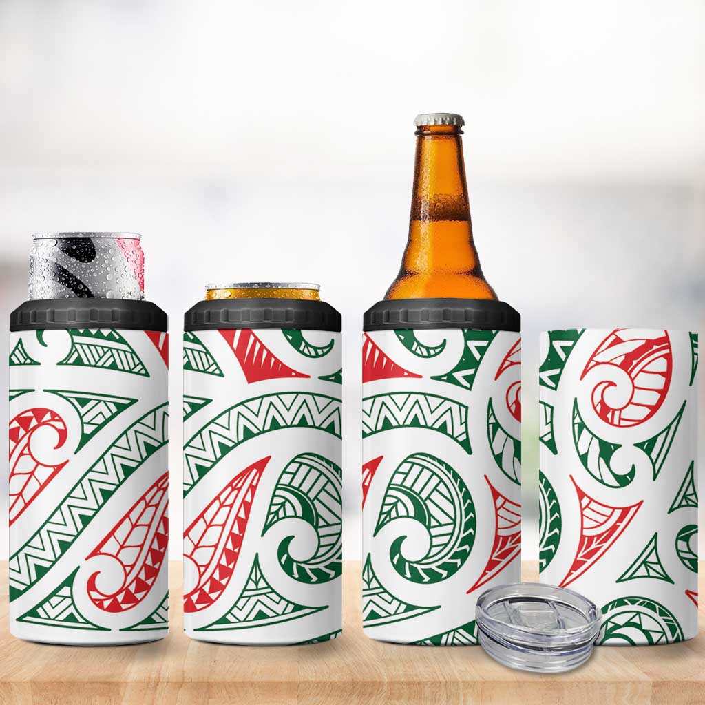 New Zealand Kowhaiwhai Christmas 4 in 1 Can Cooler Tumbler Traditional Maori Koru Pattern LT9 - Polynesian Pride