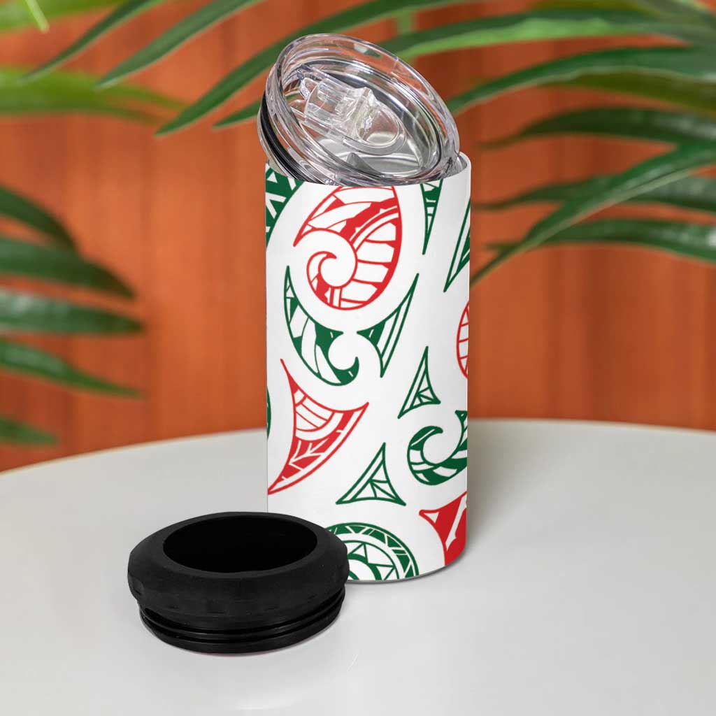 New Zealand Kowhaiwhai Christmas 4 in 1 Can Cooler Tumbler Traditional Maori Koru Pattern LT9 - Polynesian Pride