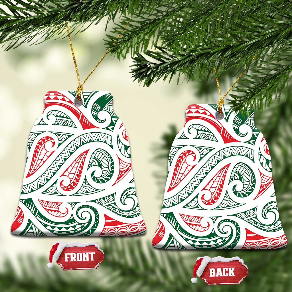 New Zealand Kowhaiwhai Christmas Ceramic Ornament Traditional Maori Koru Pattern - Polynesian Pride
