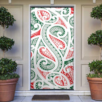 New Zealand Kowhaiwhai Christmas Door Cover Traditional Maori Koru Pattern LT9 White - Polynesian Pride