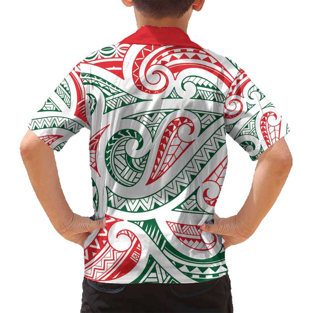 New Zealand Kowhaiwhai Christmas Family Matching Off Shoulder Short Dress and Hawaiian Shirt Traditional Maori Koru Pattern LT9 - Polynesian Pride