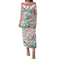 New Zealand Kowhaiwhai Christmas Family Matching Puletasi and Hawaiian Shirt Traditional Maori Koru Pattern LT9 Mom's Dress White - Polynesian Pride