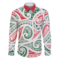 New Zealand Kowhaiwhai Christmas Family Matching Short Sleeve Bodycon Dress and Hawaiian Shirt Traditional Maori Koru Pattern LT9 Dad's Shirt - Long Sleeve White - Polynesian Pride