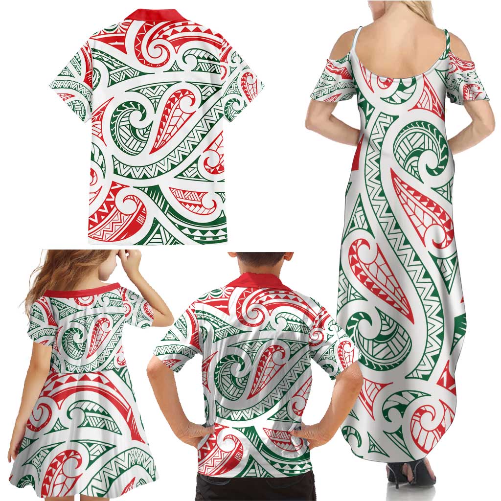 New Zealand Kowhaiwhai Christmas Family Matching Summer Maxi Dress and Hawaiian Shirt Traditional Maori Koru Pattern LT9 - Polynesian Pride