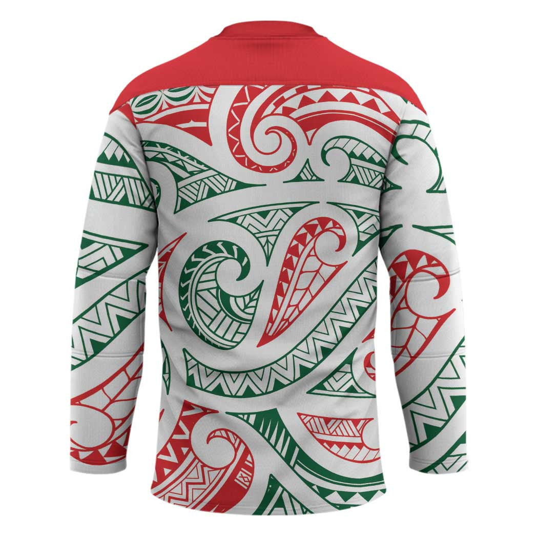 New Zealand Kowhaiwhai Christmas Hockey Jersey Traditional Maori Koru Pattern LT9 - Polynesian Pride