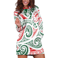 New Zealand Kowhaiwhai Christmas Hoodie Dress Traditional Maori Koru Pattern LT9 White - Polynesian Pride