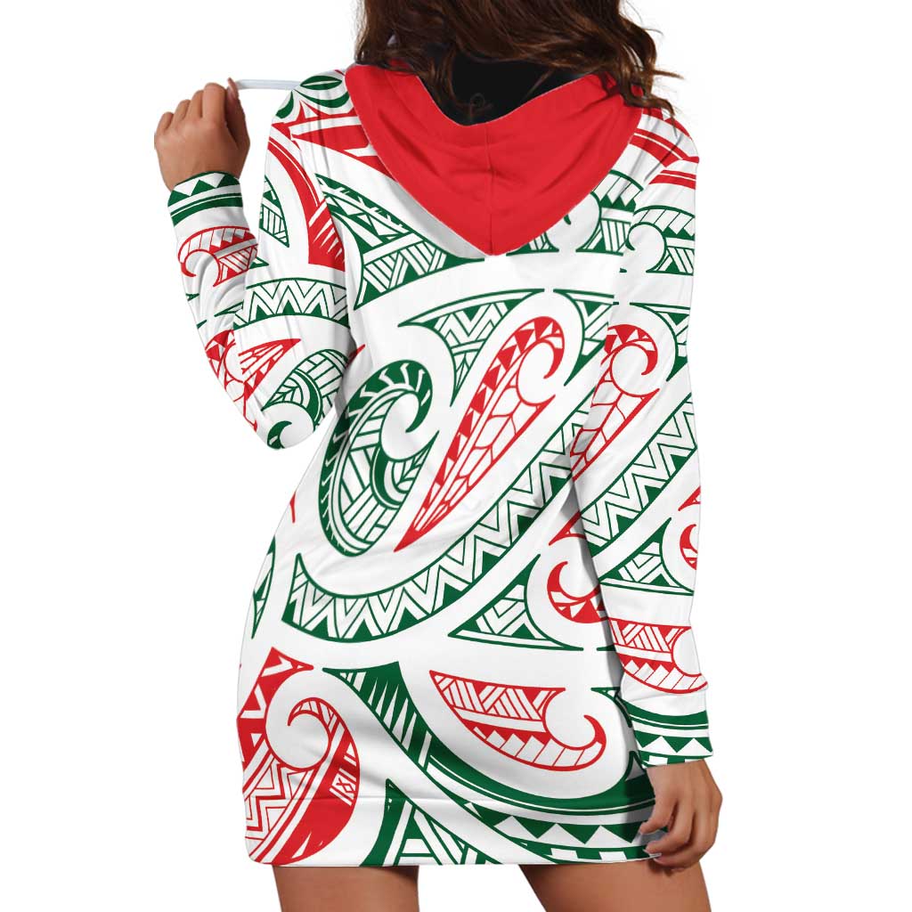 New Zealand Kowhaiwhai Christmas Hoodie Dress Traditional Maori Koru Pattern LT9 - Polynesian Pride