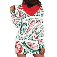 New Zealand Kowhaiwhai Christmas Hoodie Dress Traditional Maori Koru Pattern LT9 - Polynesian Pride