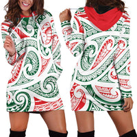 New Zealand Kowhaiwhai Christmas Hoodie Dress Traditional Maori Koru Pattern LT9 - Polynesian Pride