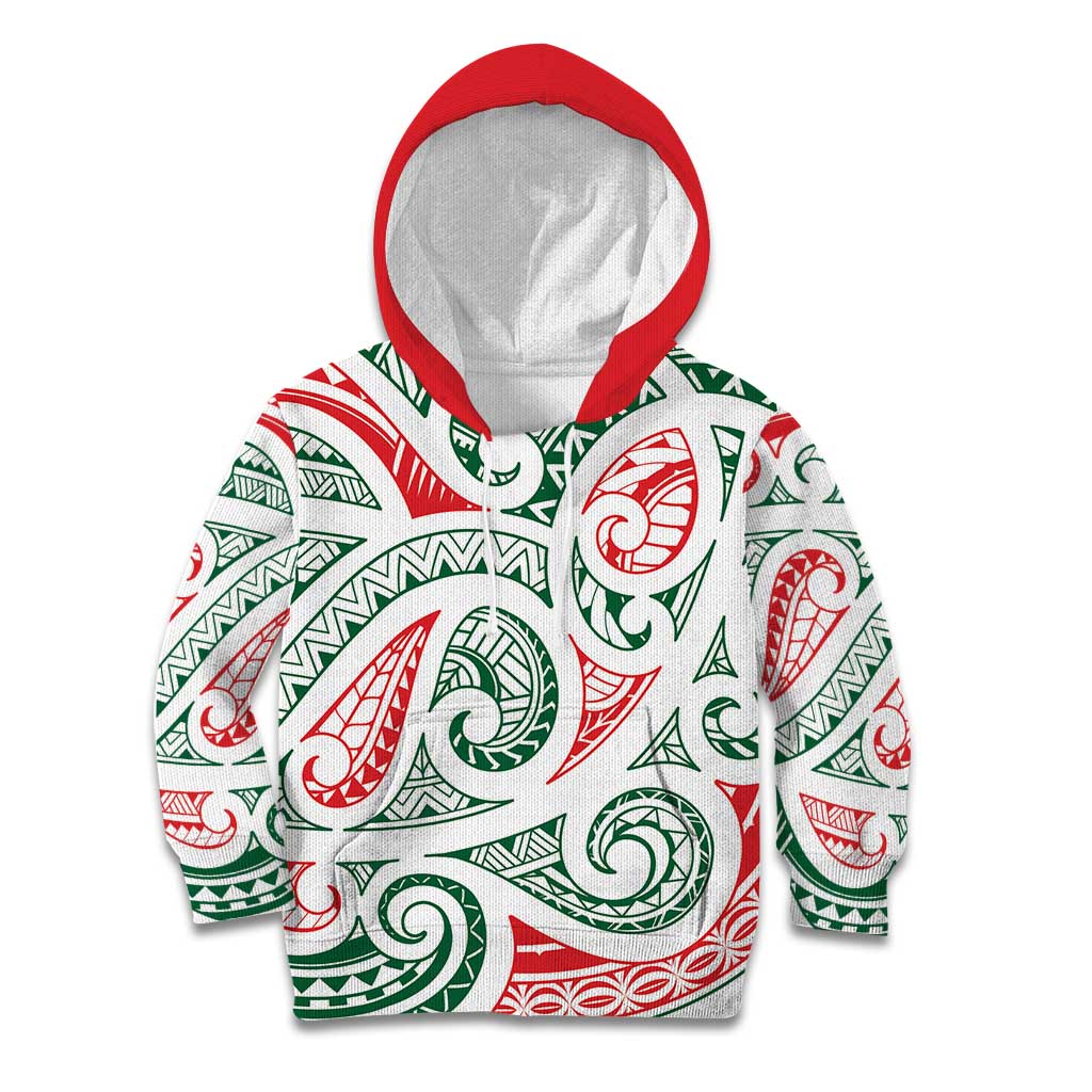 New Zealand Kowhaiwhai Christmas Kid Hoodie Traditional Maori Koru Pattern LT9 Hoodie White - Polynesian Pride