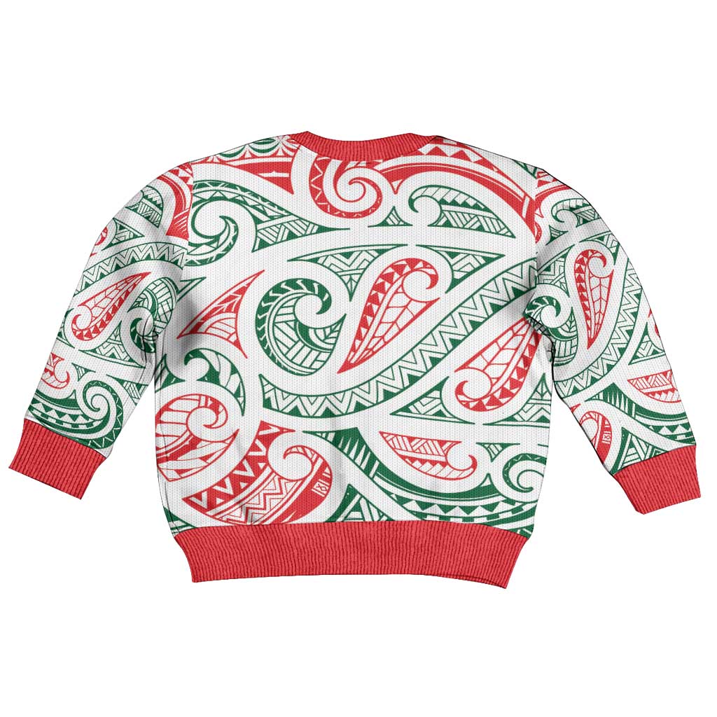 New Zealand Kowhaiwhai Christmas Kid Ugly Christmas Sweater Traditional Maori Koru Pattern LT9 - Polynesian Pride