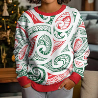 New Zealand Kowhaiwhai Christmas Kid Ugly Christmas Sweater Traditional Maori Koru Pattern LT9 - Polynesian Pride