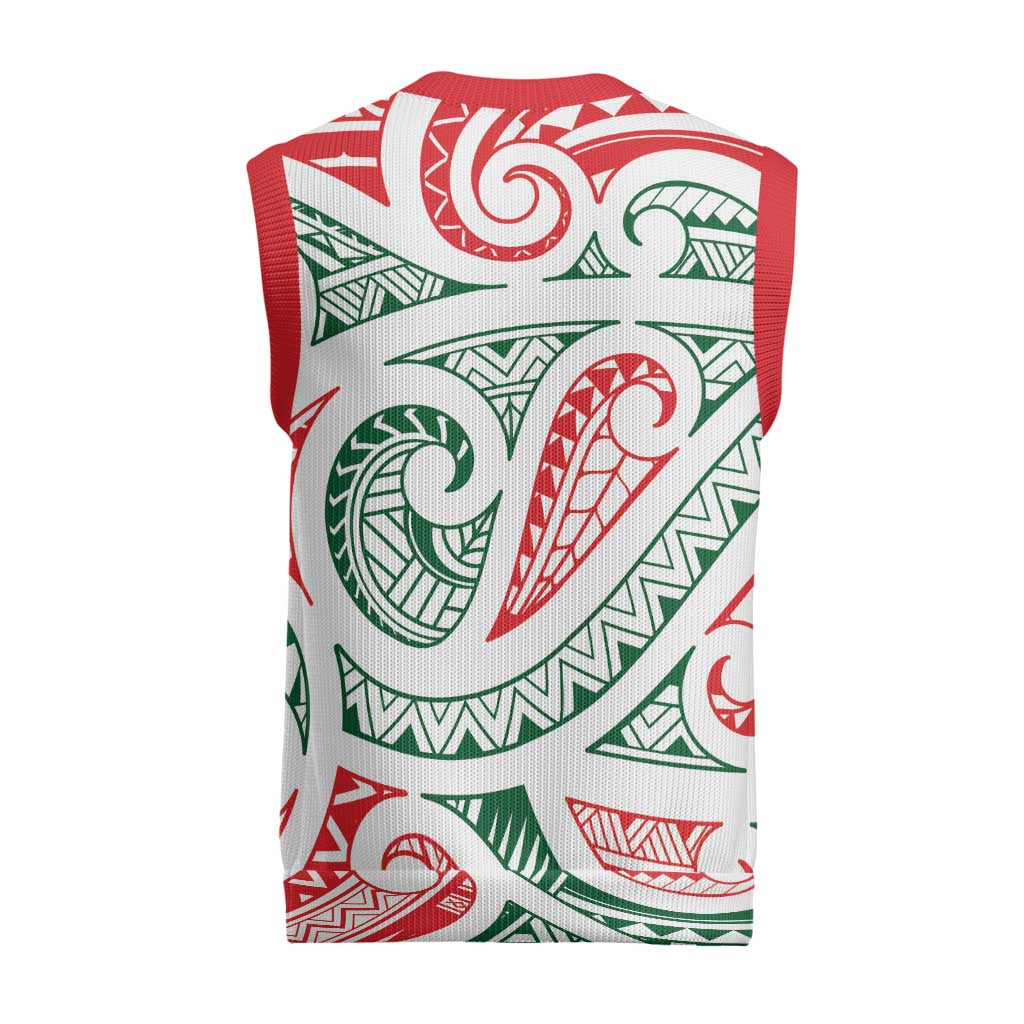 New Zealand Kowhaiwhai Christmas Knitted V-Neck Vest Traditional Maori Koru Pattern LT9 - Polynesian Pride