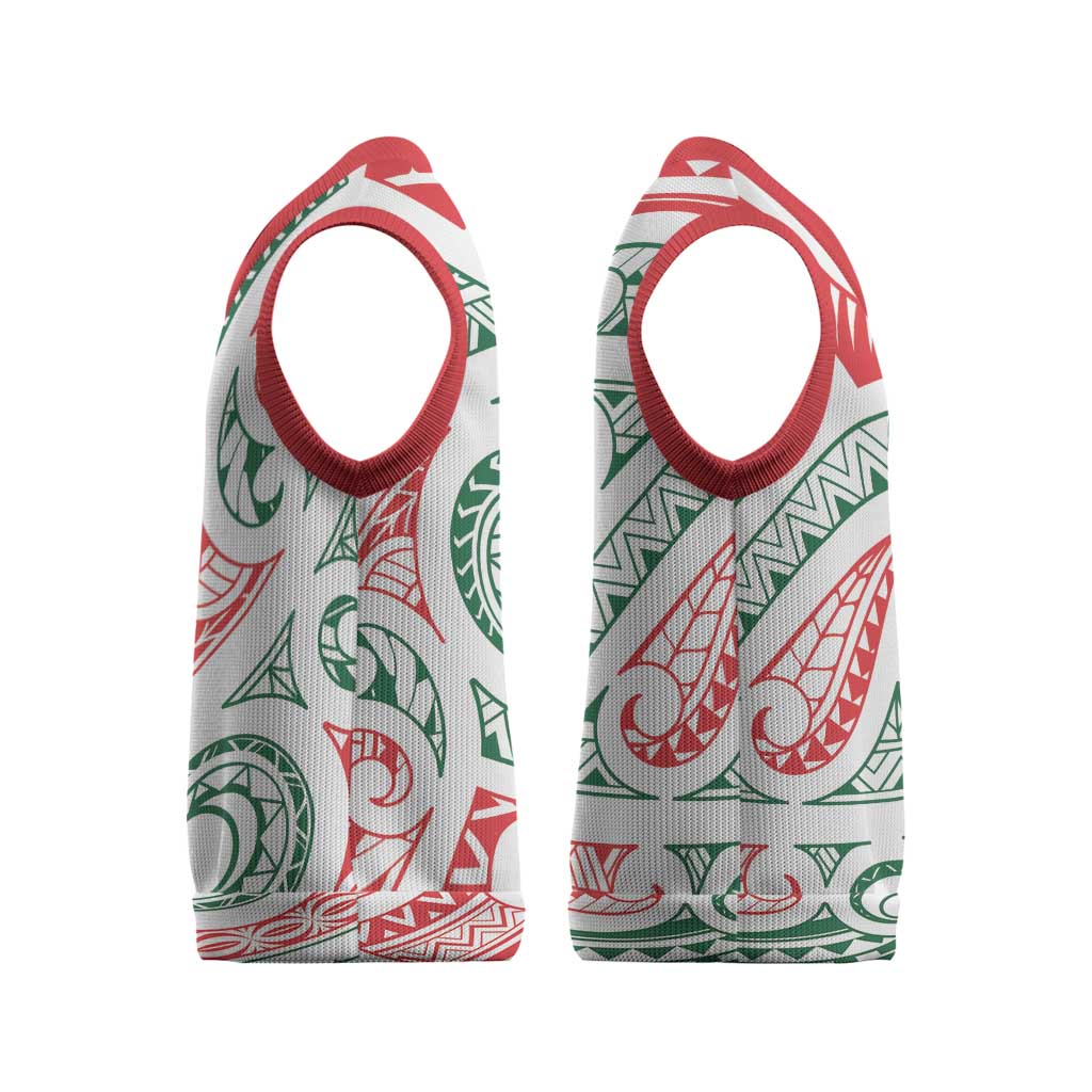 New Zealand Kowhaiwhai Christmas Knitted V-Neck Vest Traditional Maori Koru Pattern LT9 - Polynesian Pride
