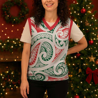New Zealand Kowhaiwhai Christmas Knitted V-Neck Vest Traditional Maori Koru Pattern LT9 - Polynesian Pride