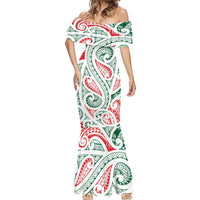 New Zealand Kowhaiwhai Christmas Mermaid Dress Traditional Maori Koru Pattern LT9 - Polynesian Pride