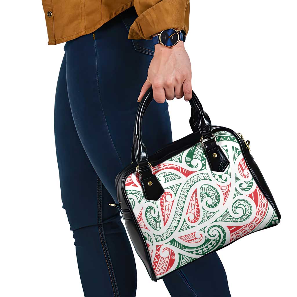 New Zealand Kowhaiwhai Christmas Shoulder Handbag Traditional Maori Koru Pattern - Polynesian Pride