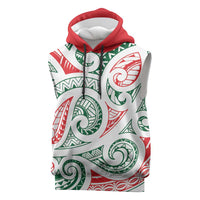 New Zealand Kowhaiwhai Christmas Sleeveless Hoodie Traditional Maori Koru Pattern LT9 White - Polynesian Pride