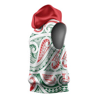 New Zealand Kowhaiwhai Christmas Sleeveless Hoodie Traditional Maori Koru Pattern LT9 - Polynesian Pride