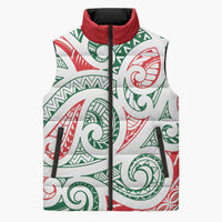 New Zealand Kowhaiwhai Christmas Sleeveless Puffer Jacket Traditional Maori Koru Pattern LT9 Unisex White - Polynesian Pride