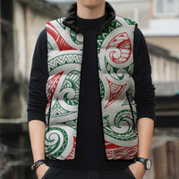 New Zealand Kowhaiwhai Christmas Sleeveless Puffer Jacket Traditional Maori Koru Pattern LT9 - Polynesian Pride