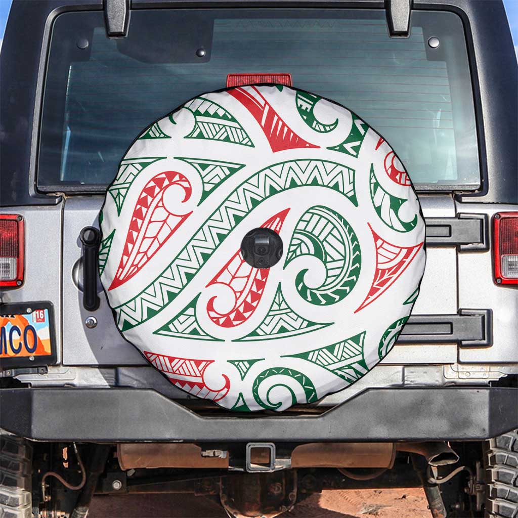 New Zealand Kowhaiwhai Christmas Spare Tire Cover Traditional Maori Koru Pattern LT9 White - Polynesian Pride