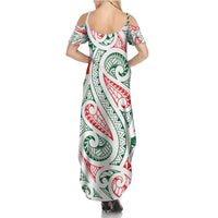 New Zealand Kowhaiwhai Christmas Summer Maxi Dress Traditional Maori Koru Pattern LT9 - Polynesian Pride