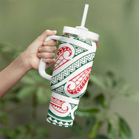 New Zealand Kowhaiwhai Christmas Tumbler With Handle Traditional Maori Koru Pattern - Polynesian Pride