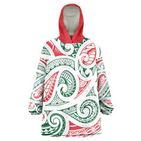 New Zealand Kowhaiwhai Christmas Wearable Blanket Hoodie Traditional Maori Koru Pattern LT9 One Size White - Polynesian Pride