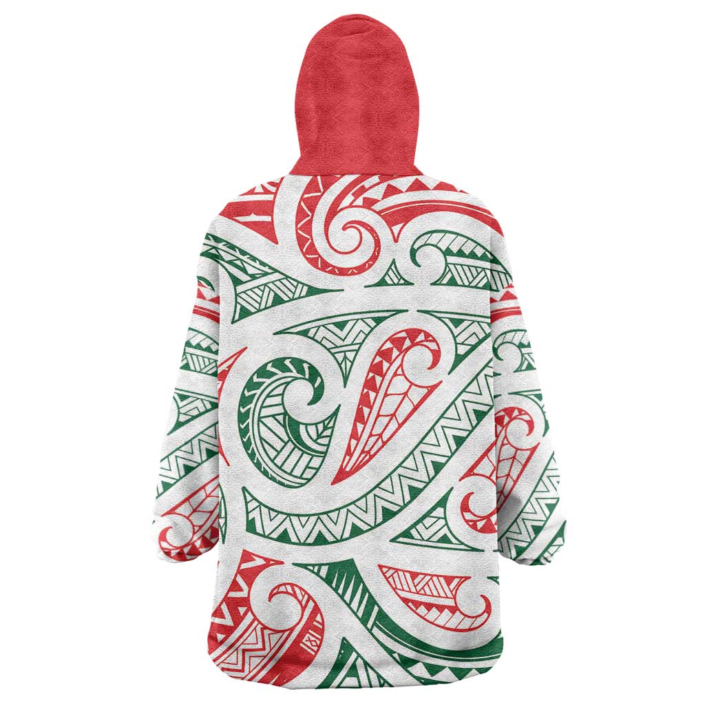 New Zealand Kowhaiwhai Christmas Wearable Blanket Hoodie Traditional Maori Koru Pattern LT9 - Polynesian Pride