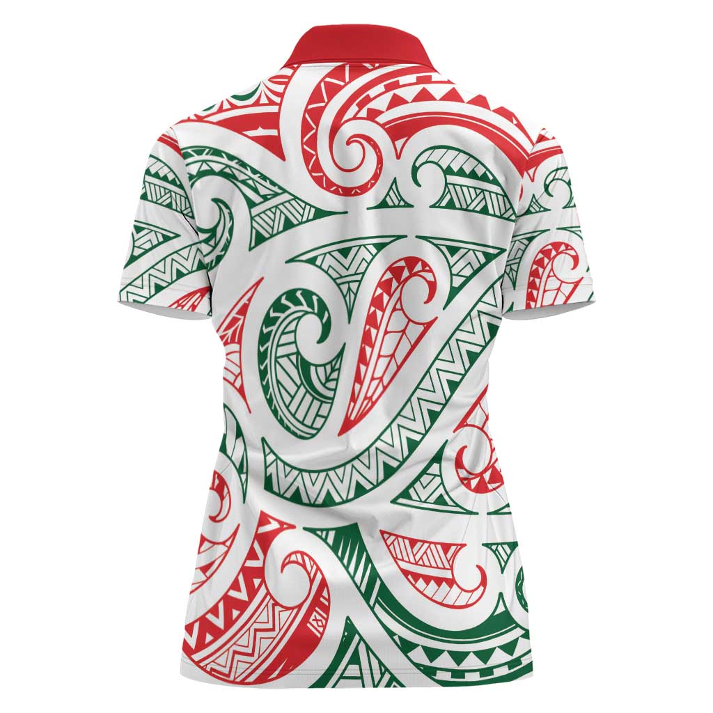 New Zealand Kowhaiwhai Christmas Women Polo Shirt Traditional Maori Koru Pattern - Polynesian Pride