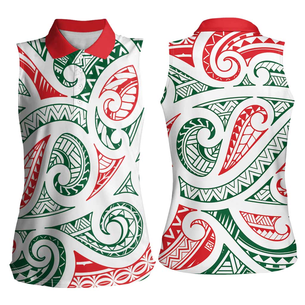 New Zealand Kowhaiwhai Christmas Women Sleeveless Polo Shirt Traditional Maori Koru Pattern LT9 - Polynesian Pride