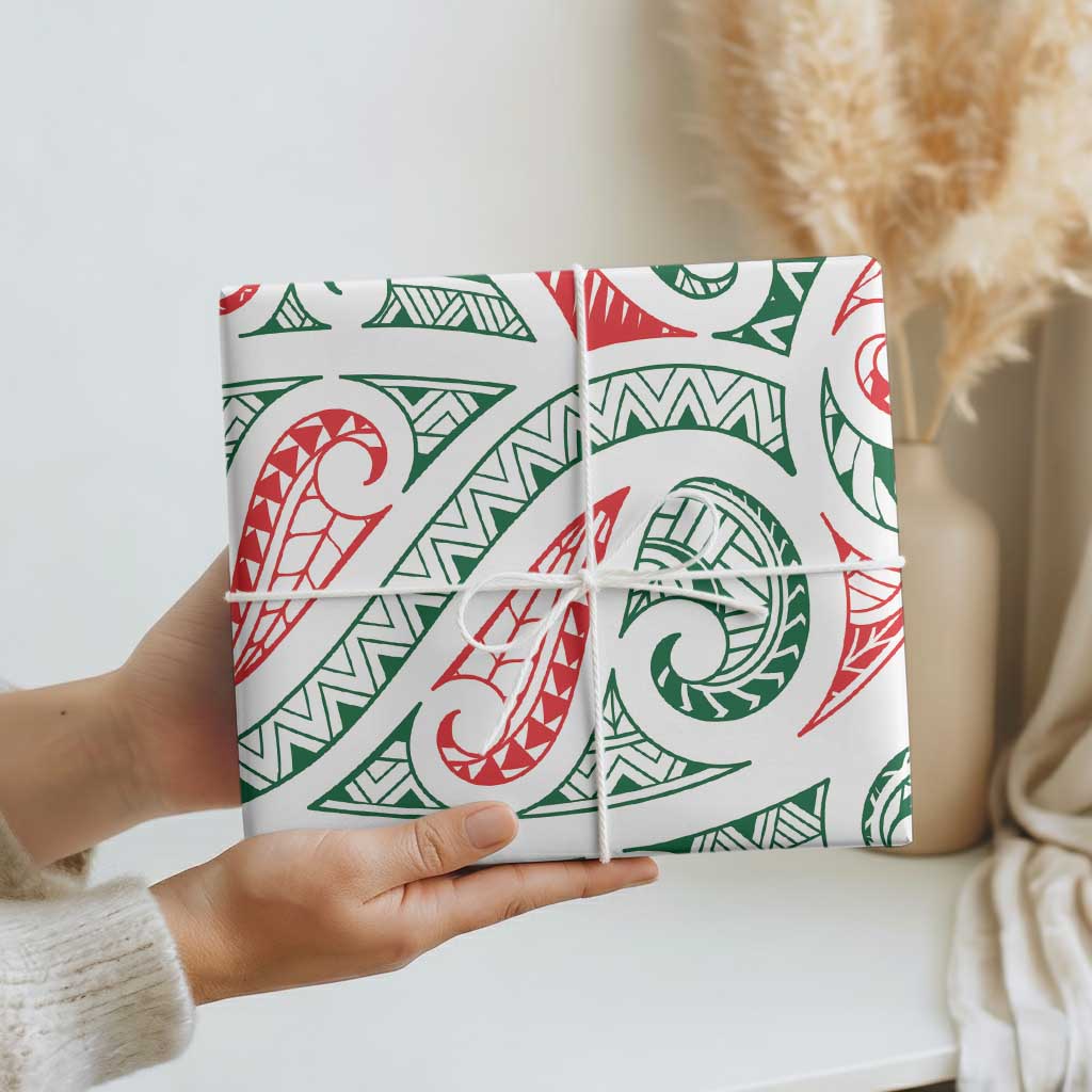New Zealand Kowhaiwhai Christmas Wrapping Paper Traditional Maori Koru Pattern - Polynesian Pride