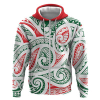 New Zealand Kowhaiwhai Christmas Zip Hoodie Traditional Maori Koru Pattern LT9 Zip Hoodie White - Polynesian Pride