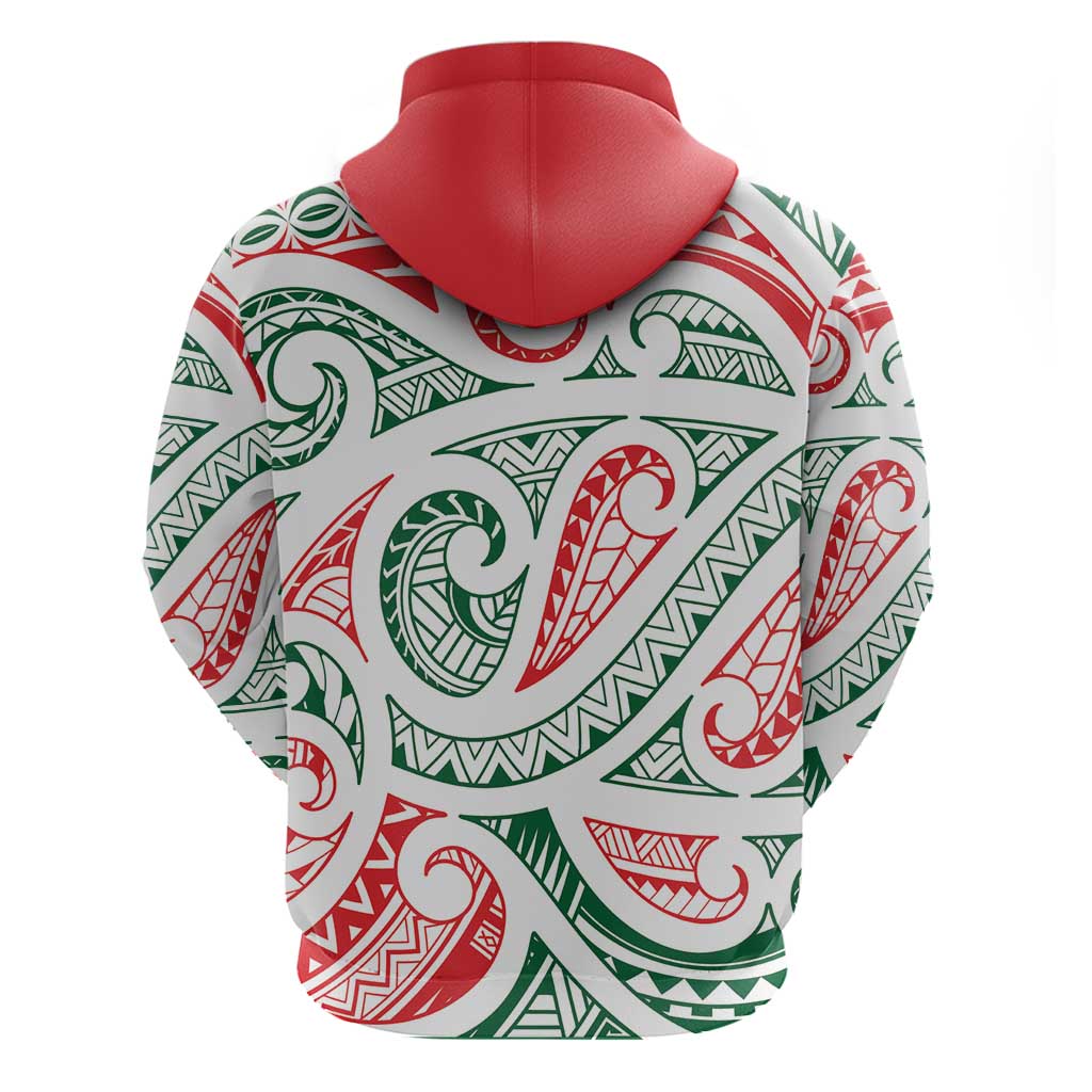 New Zealand Kowhaiwhai Christmas Zip Hoodie Traditional Maori Koru Pattern LT9 - Polynesian Pride