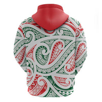 New Zealand Kowhaiwhai Christmas Zip Hoodie Traditional Maori Koru Pattern LT9 - Polynesian Pride