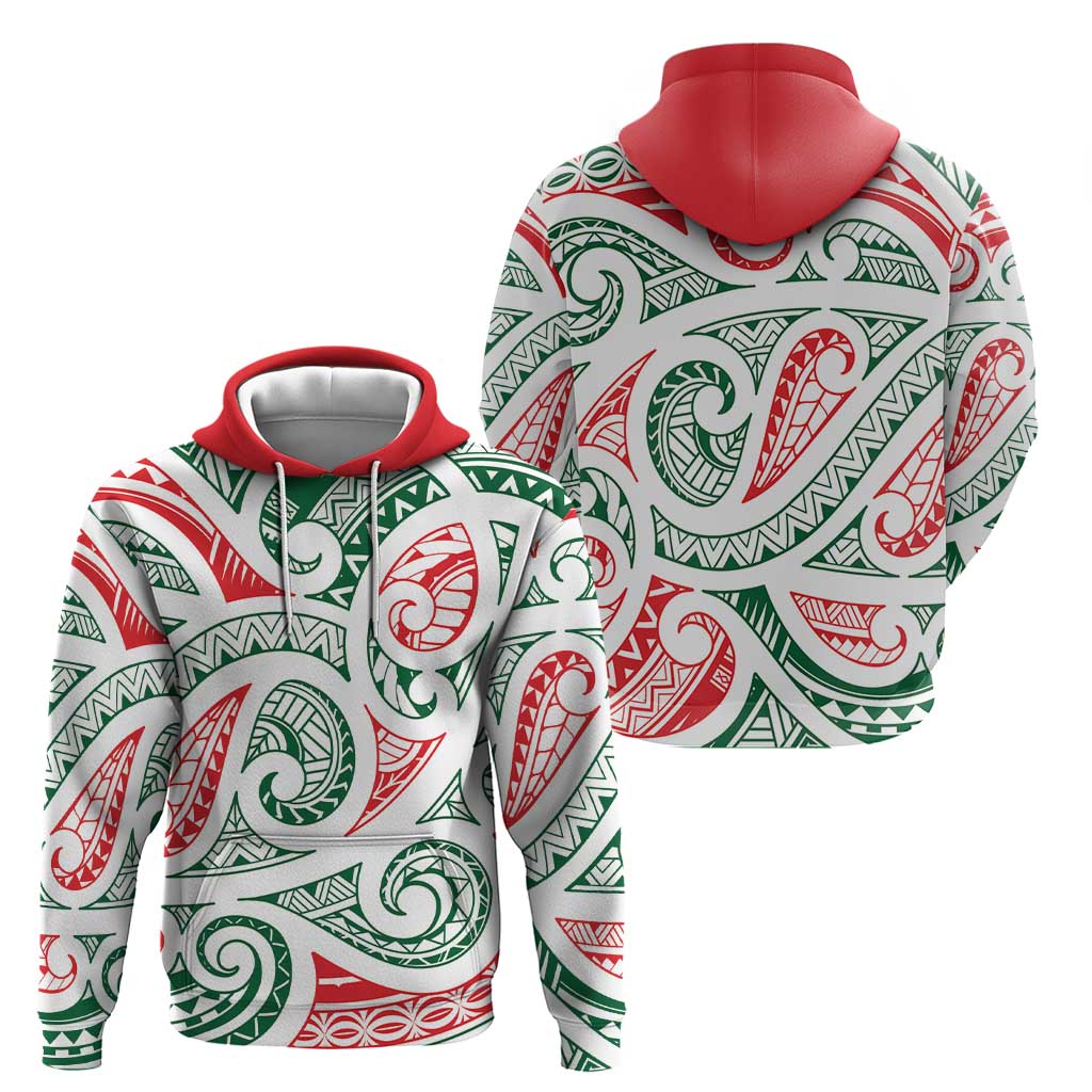 New Zealand Kowhaiwhai Christmas Zip Hoodie Traditional Maori Koru Pattern LT9 - Polynesian Pride