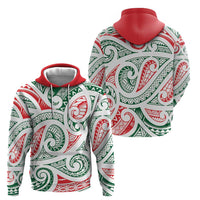 New Zealand Kowhaiwhai Christmas Zip Hoodie Traditional Maori Koru Pattern LT9 - Polynesian Pride