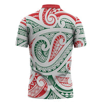 New Zealand Kowhaiwhai Christmas Zipper Polo Shirt Traditional Maori Koru Pattern LT9 - Polynesian Pride