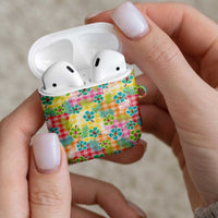 Hawaiian Palaka AirPods Case Hibiscus Palm Leaf Pattern - Polynesian Pride