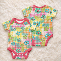 Hawaiian Palaka Baby Onesie Hibiscus Palm Leaf Pattern LT9 - Polynesian Pride