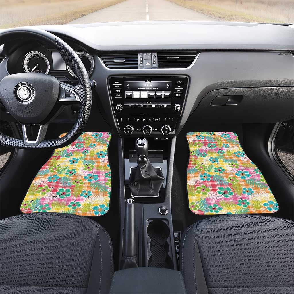 Hawaiian Palaka Car Mats Hibiscus Palm Leaf Pattern - Polynesian Pride