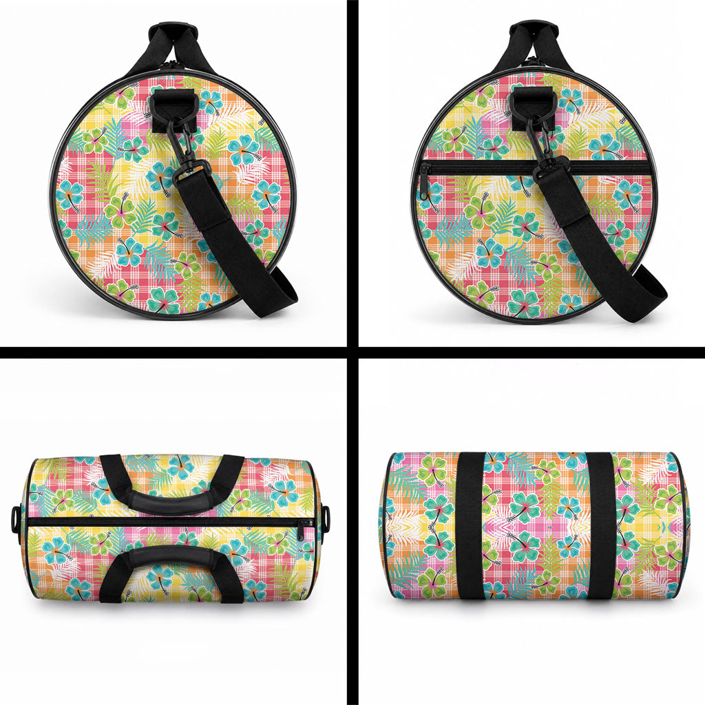 Hawaiian Palaka Duffle Bag Hibiscus Palm Leaf Pattern LT9 - Polynesian Pride