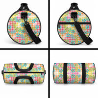 Hawaiian Palaka Duffle Bag Hibiscus Palm Leaf Pattern LT9 - Polynesian Pride